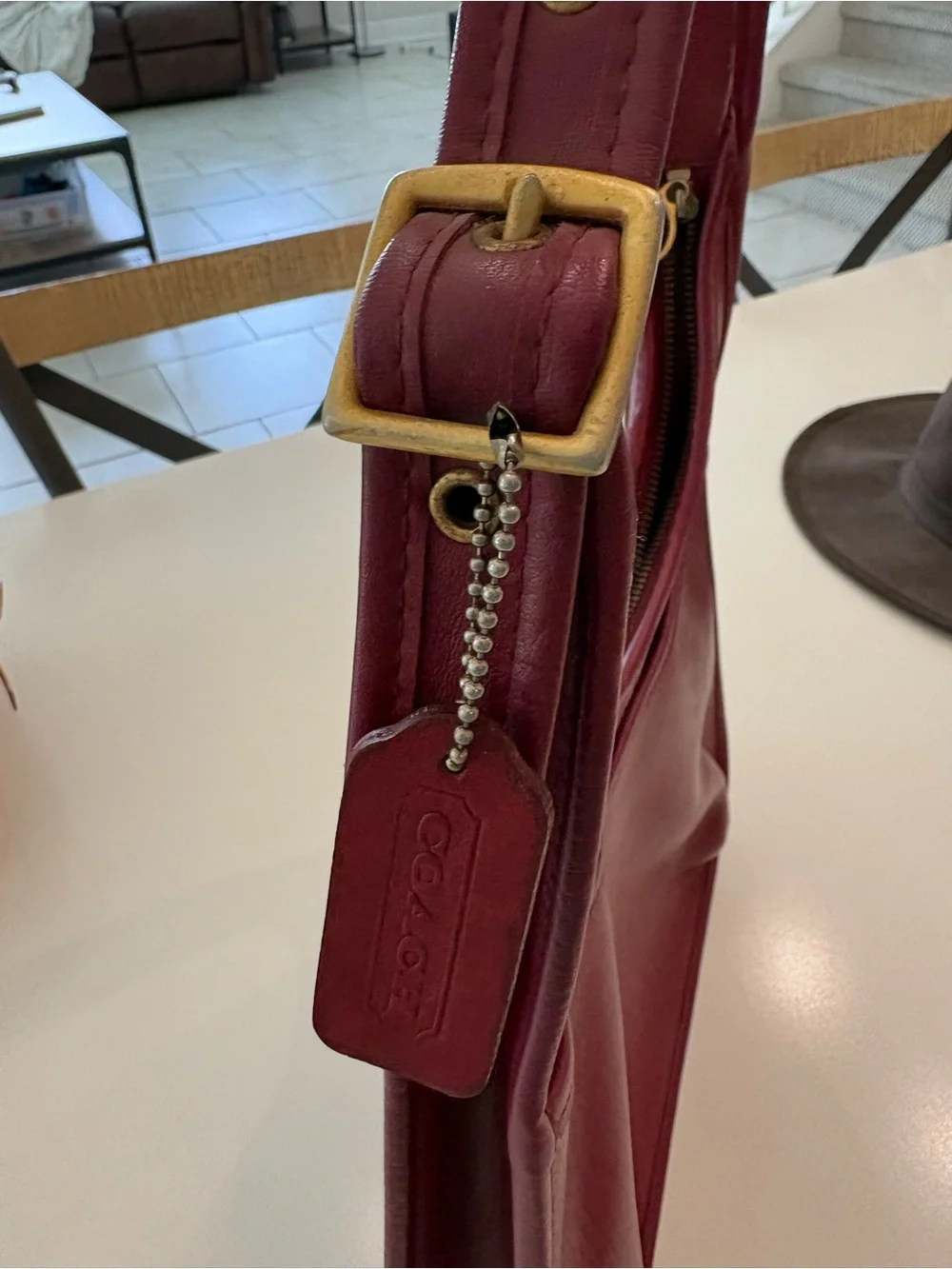 Coach Vintage Red Leather Hobo Shoulder Bag